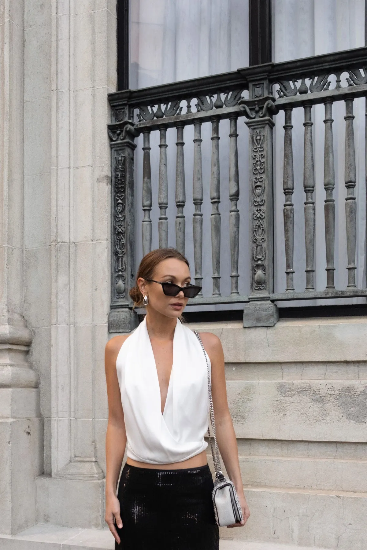 MILAN TOP WHITE SILK