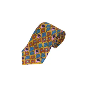 Mustard Silk Printed Tie
