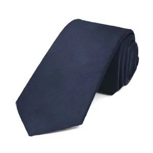 Navy Blue Cotton/Silk Slim Necktie, 2.5" Width