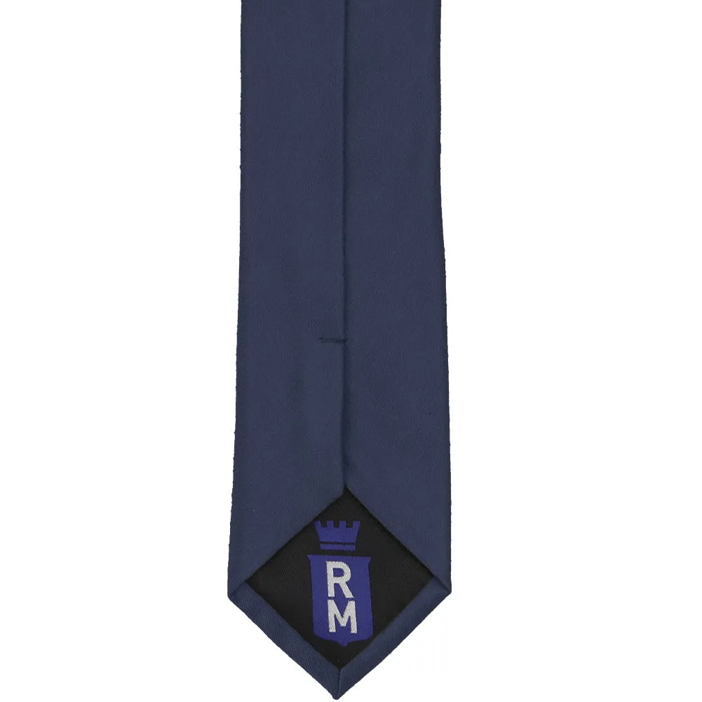 Navy Blue Cotton/Silk Slim Necktie, 2.5" Width
