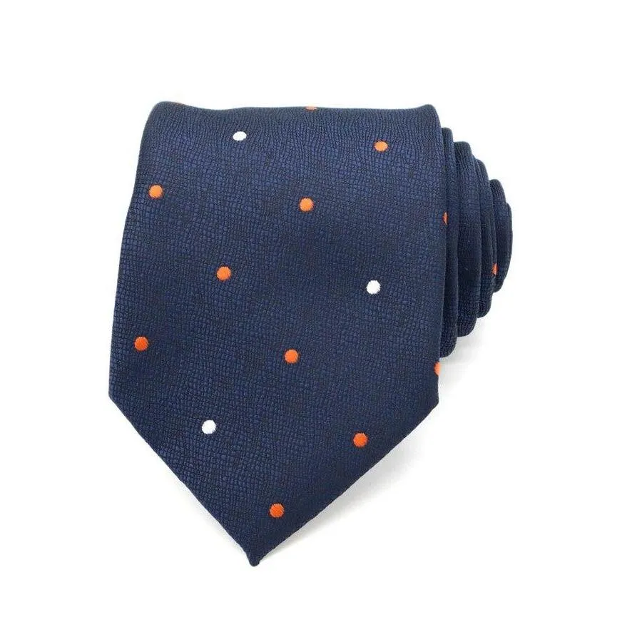 Navy Blue Polka Dot Silk Tie
