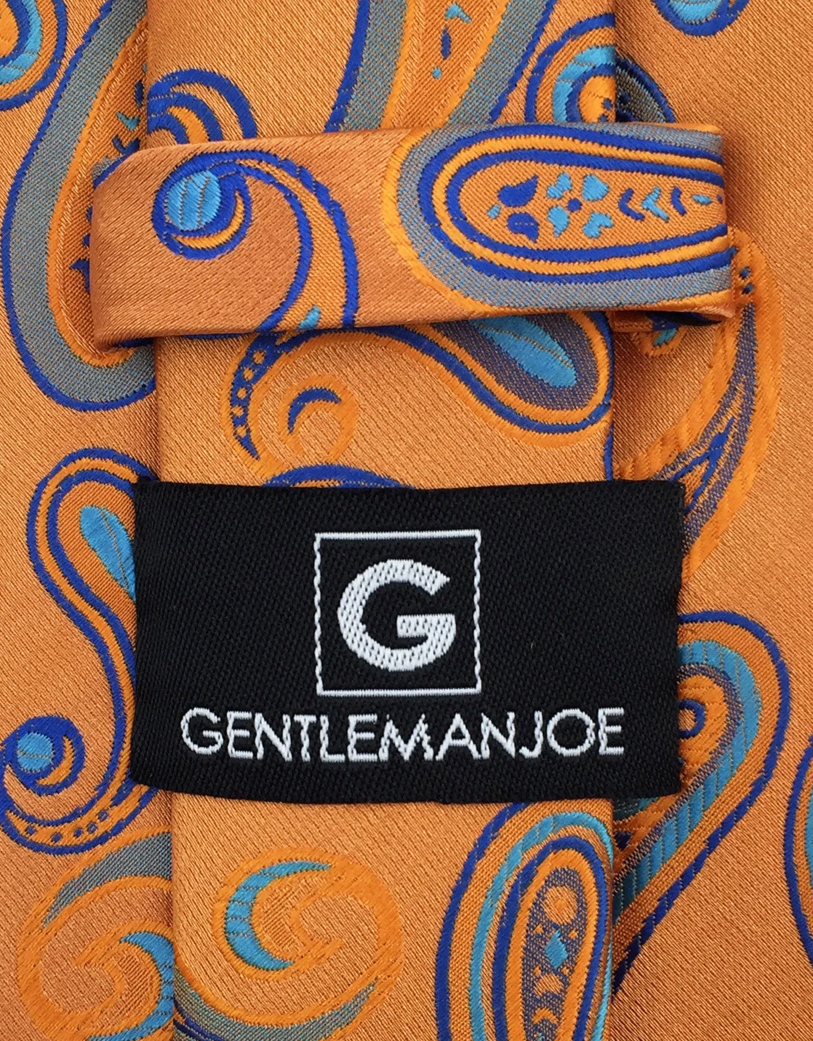 Orange and Blue Paisley Silk Tie