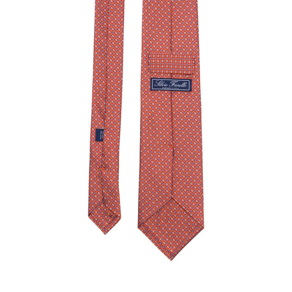 Orange Classic Motif Woven Silk Tie