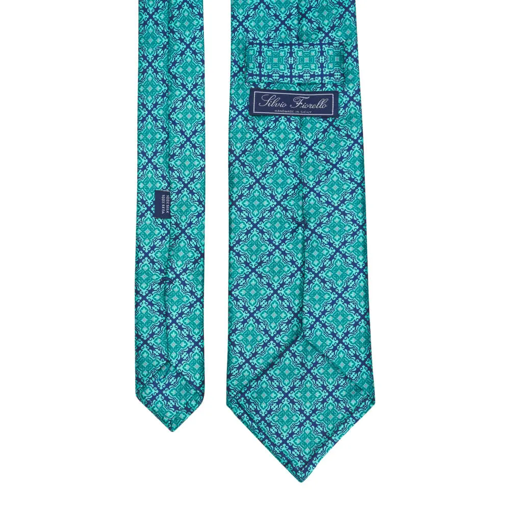 Palazzo Pitti Green and Blue Duchesse Silk Tie