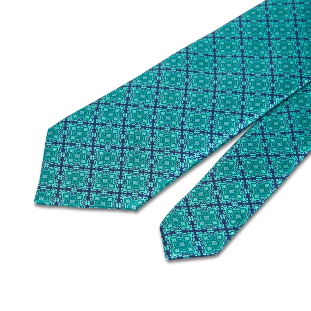 Palazzo Pitti Green and Blue Duchesse Silk Tie