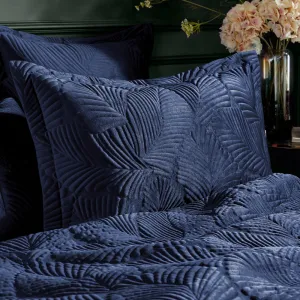 Palmeria Quilted Velvet Pillowcase Navy