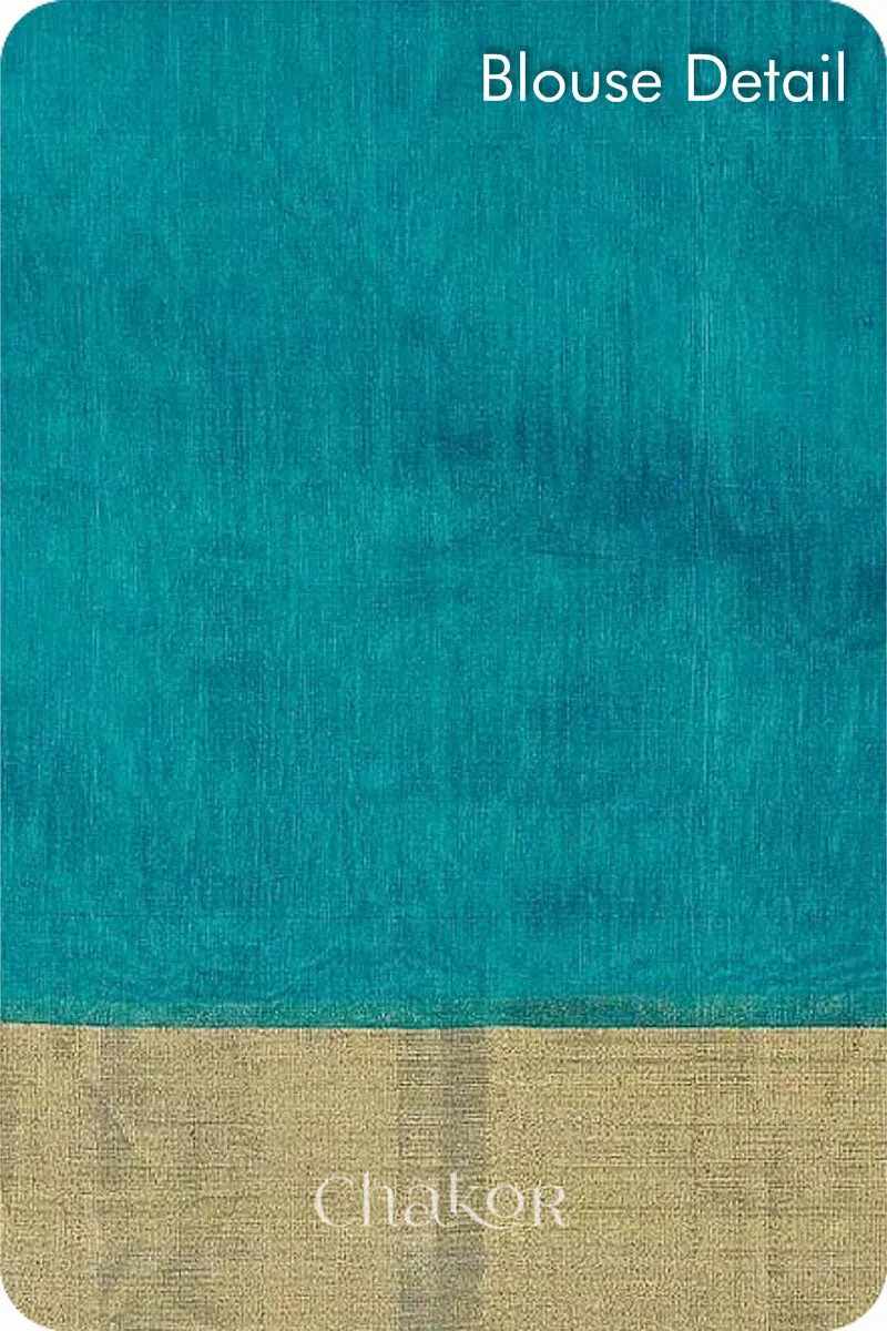 Peacock Blue Chanderi Silk Cotton Saree