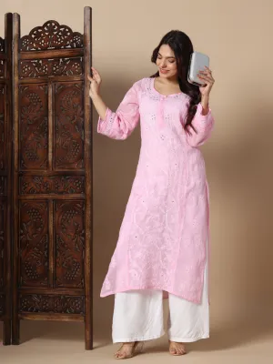 Premium Hand Embroidered Kota Doria Chikankari Kurti