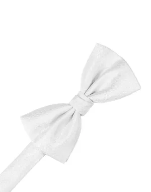 Pure White Herringbone Bow Tie