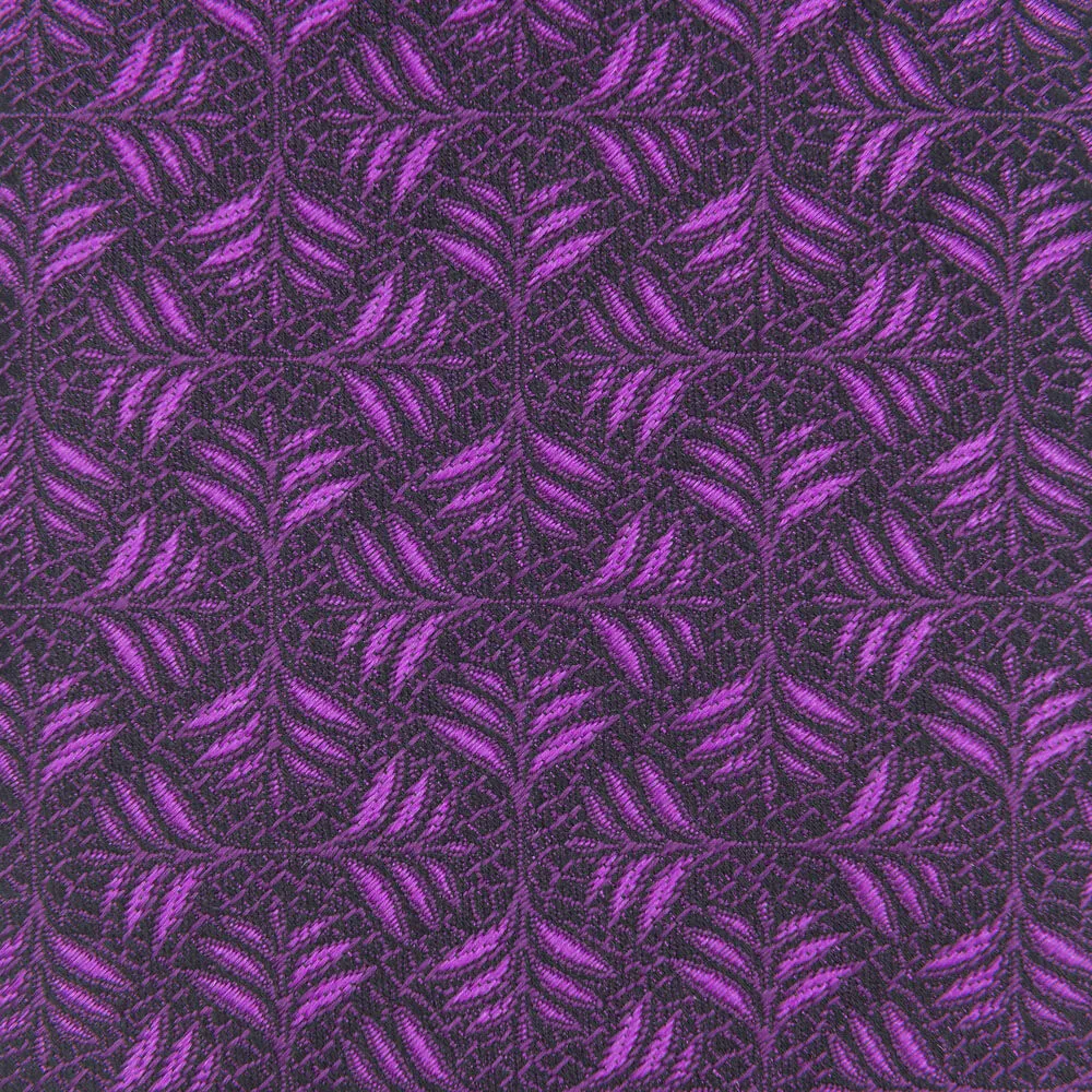 Purple Leaves Motif Woven Silk Tie
