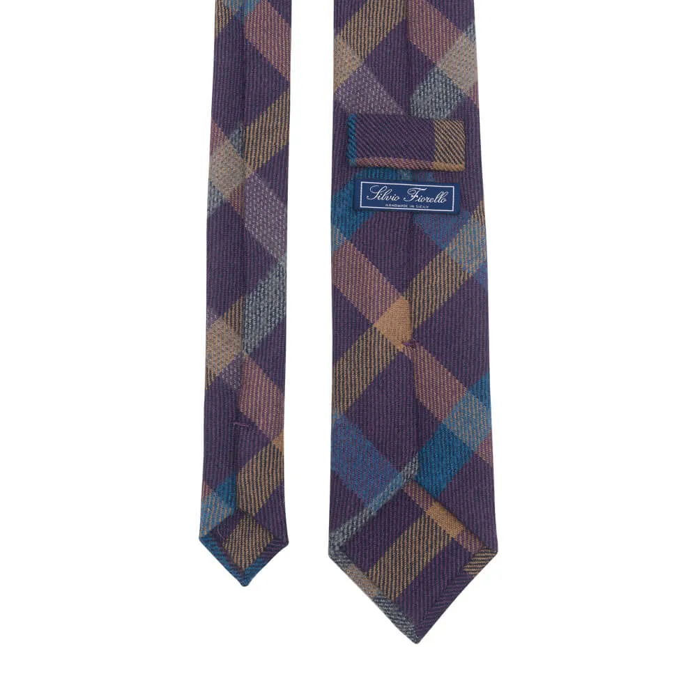 Purple Madras Virgin Wool Tie