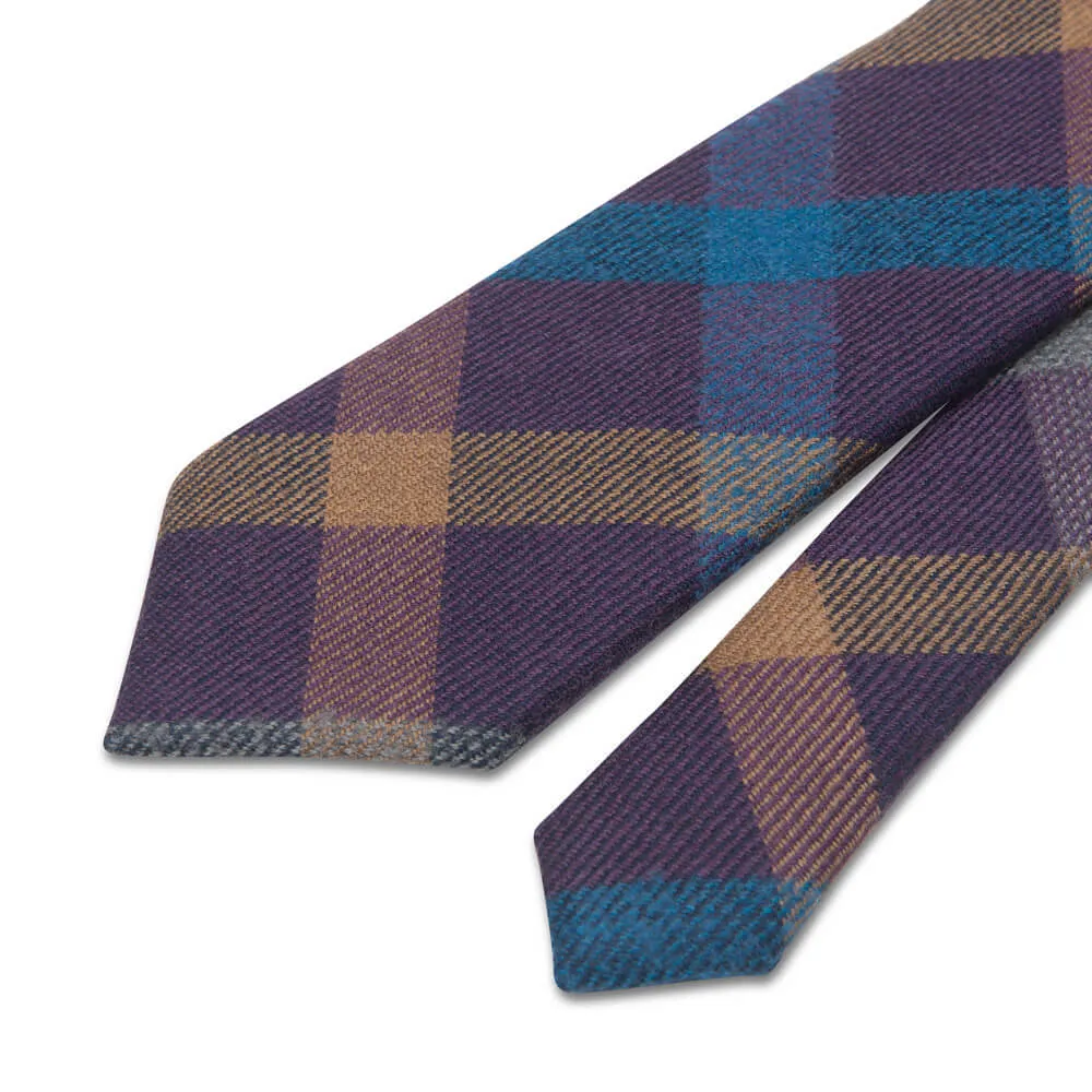 Purple Madras Virgin Wool Tie