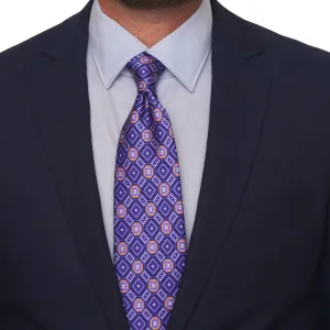 Purple Ornamental Motif Silk Tie