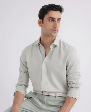 Rare Rabbit Mens Memo LS Pastel Green Tencel Fabric Full Sleeve Regular Fit Solid Twill Shirt