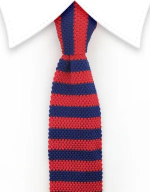 Red & Blue Striped Knit Tie