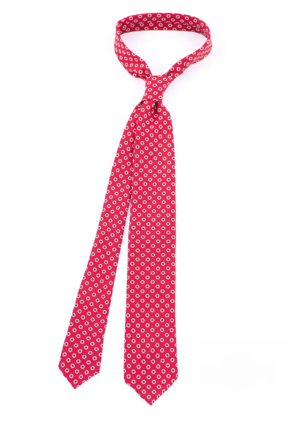 Red & Buff Micropattern Madder Silk Tie