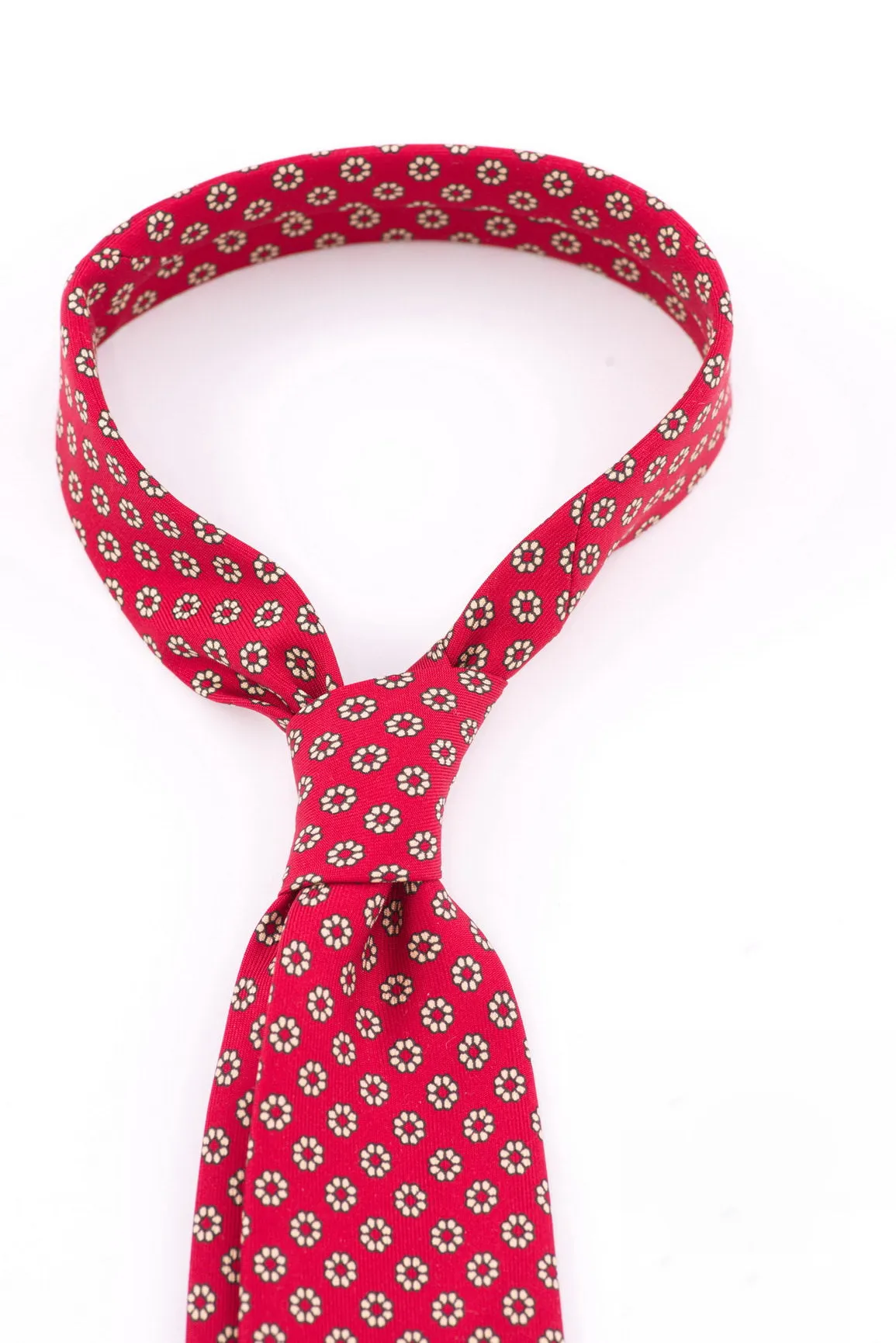 Red & Buff Micropattern Madder Silk Tie