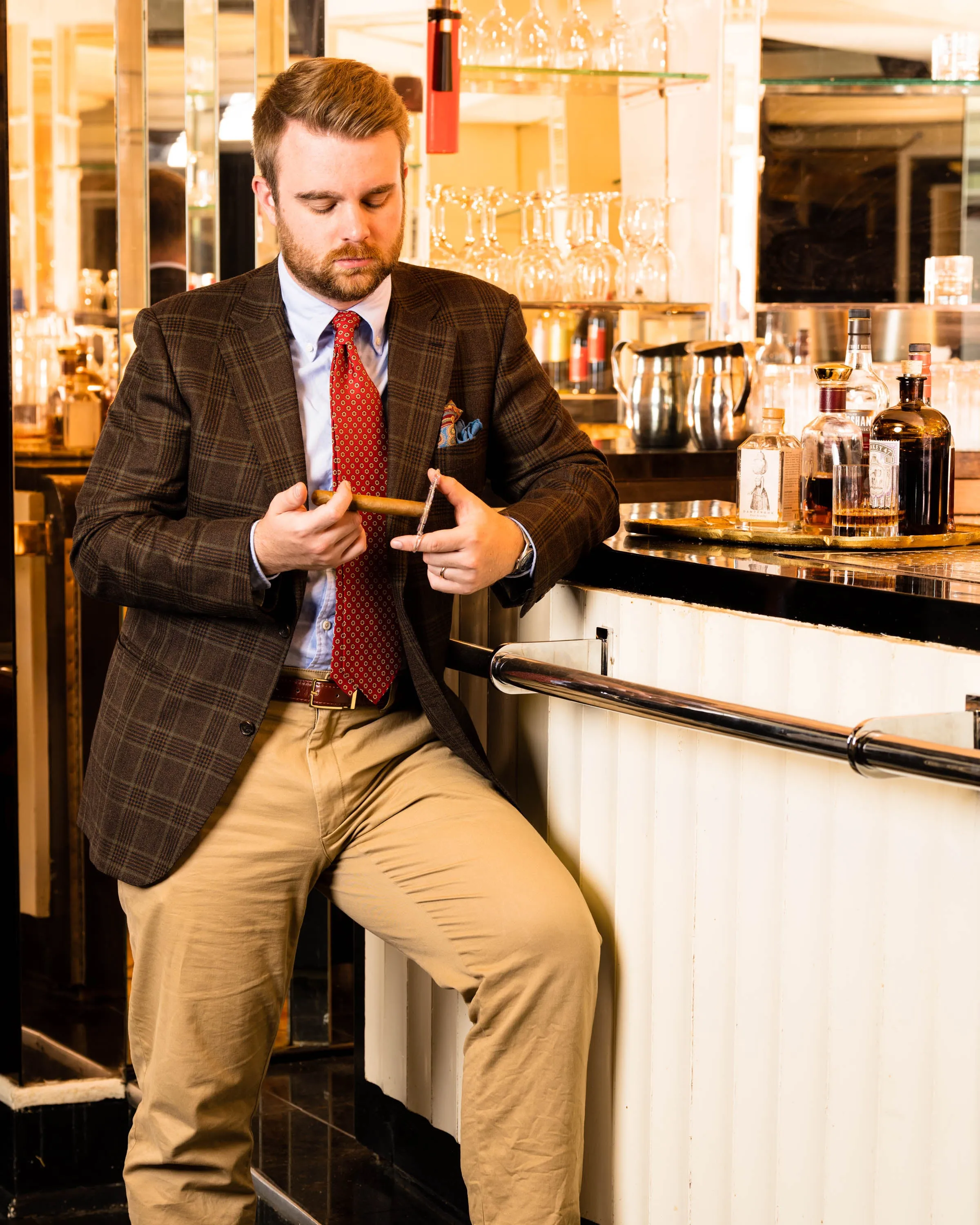 Red & Buff Micropattern Madder Silk Tie
