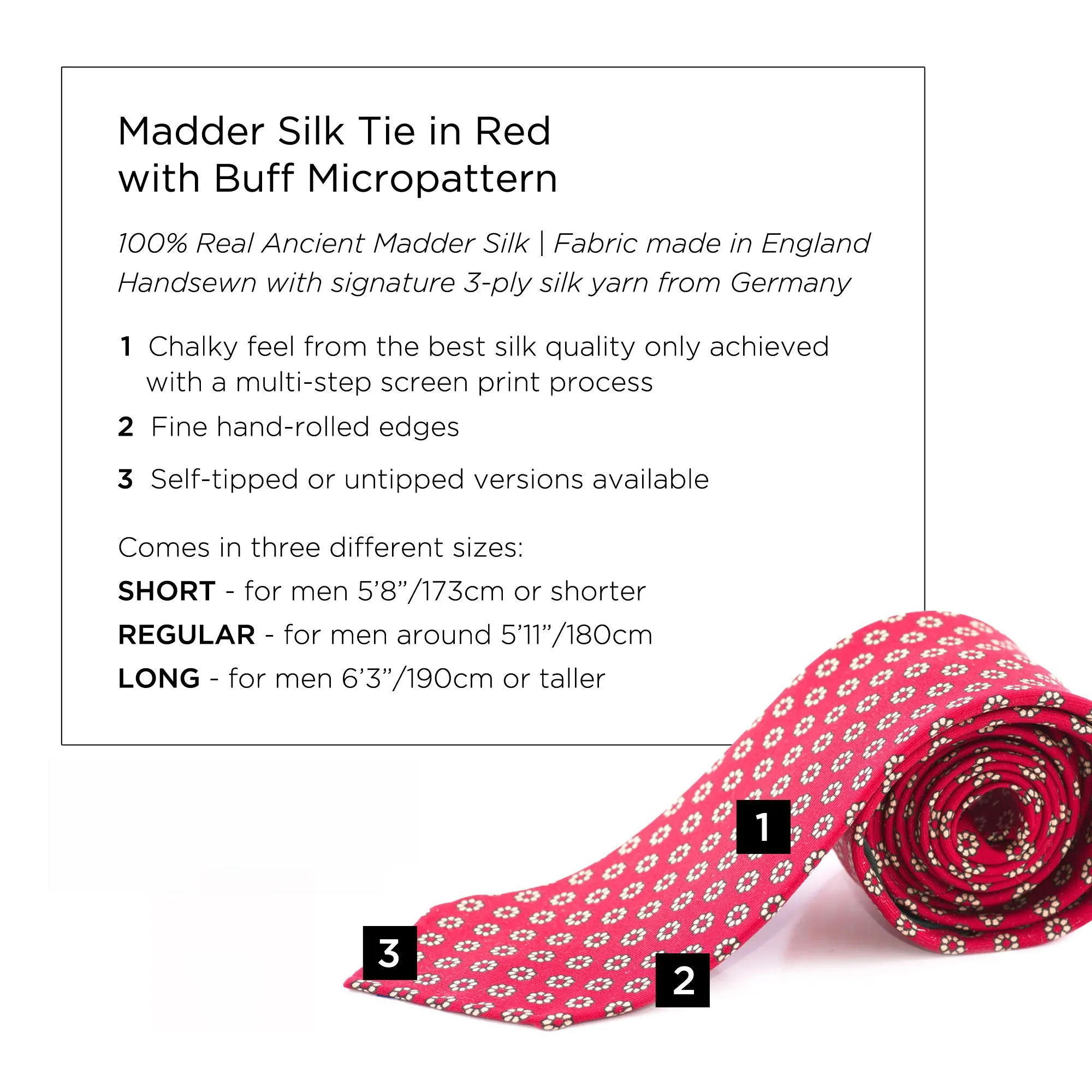 Red & Buff Micropattern Madder Silk Tie