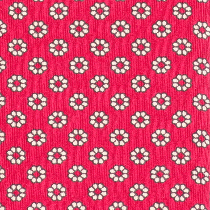 Red & Buff Micropattern Madder Silk Tie
