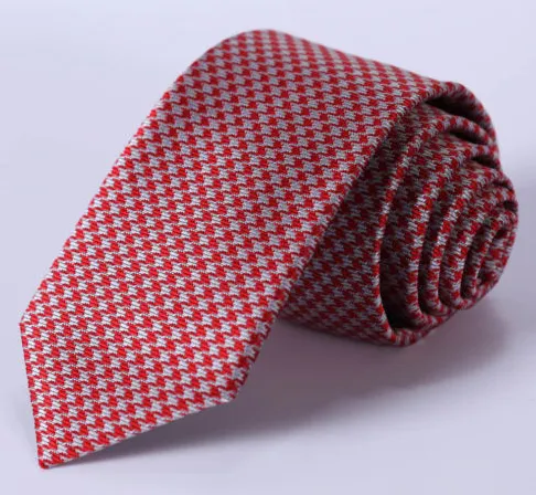 Red & Silver Houndstooth Skinny Tie