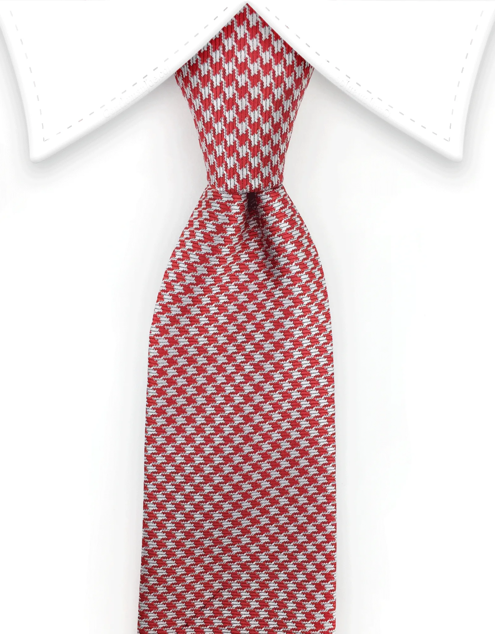 Red & Silver Houndstooth Skinny Tie