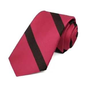 Red and Black Striped Cotton/Silk Slim Necktie, 2.5" Width