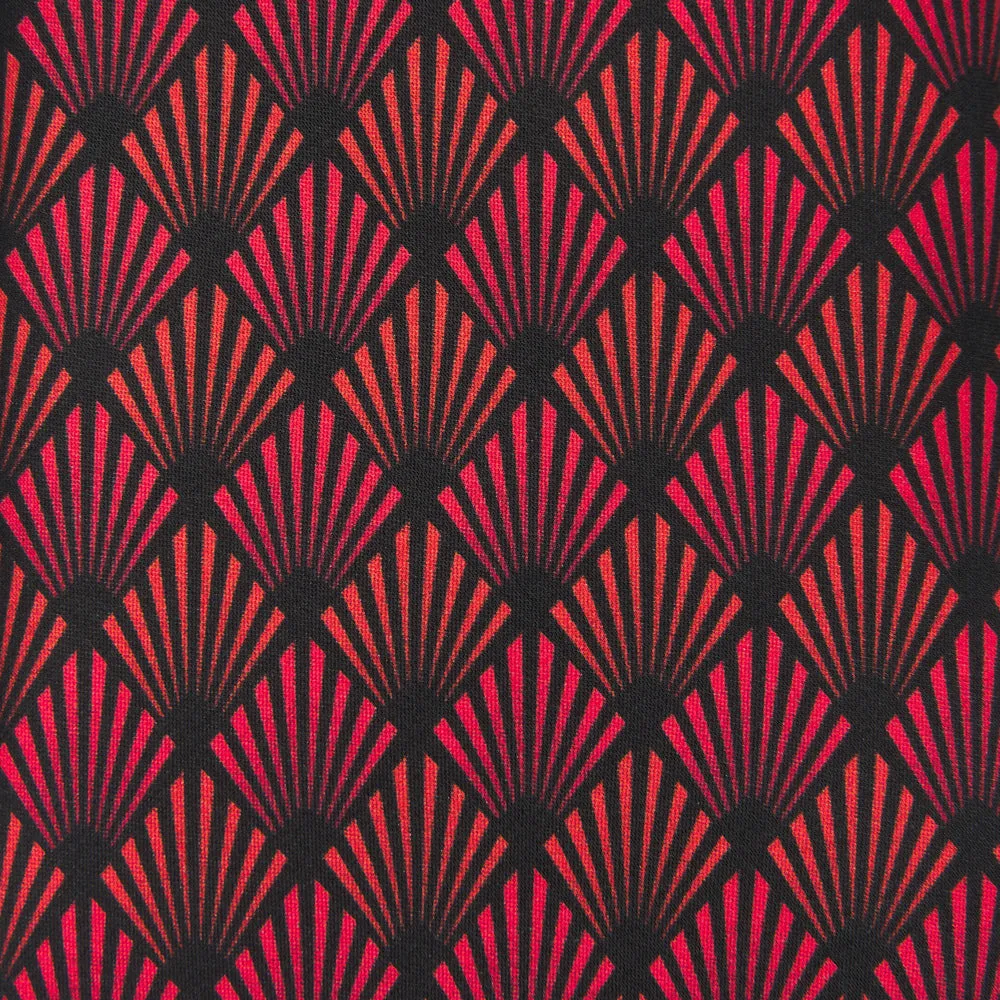 Red and Blue Art Dèco Motif Satin Silk Tie