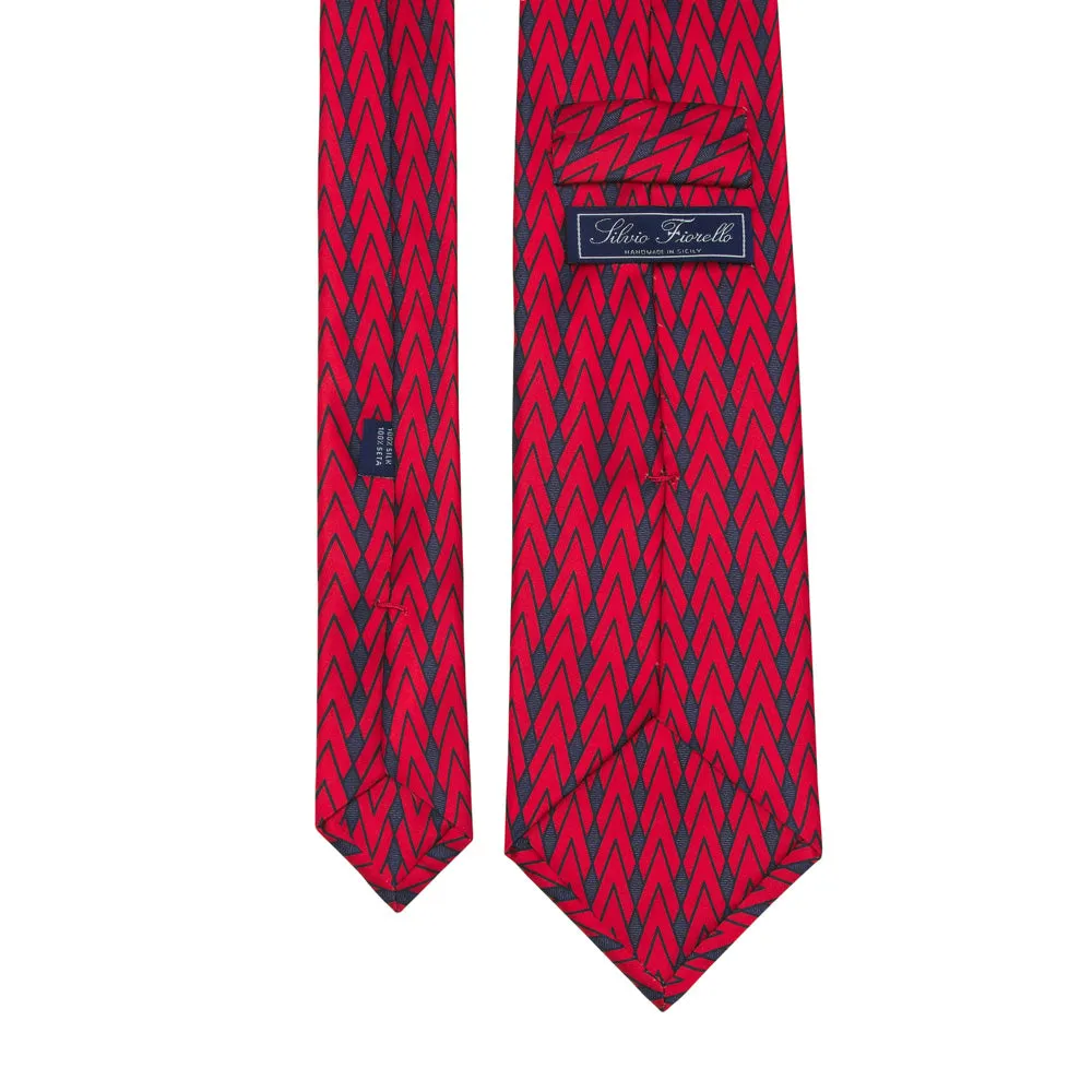 Red and Blue Chrysler Duchesse Silk Tie