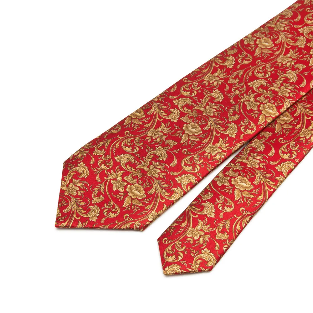 Red and Ochre Art Nouveau Duchesse Silk Tie