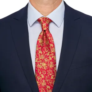 Red and Ochre Art Nouveau Duchesse Silk Tie