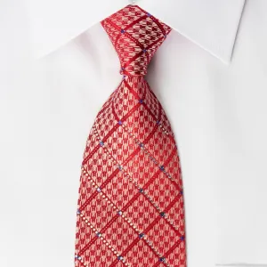 Roberta di Camerino Silk Tie Checker On Red With Silver Sparkles
