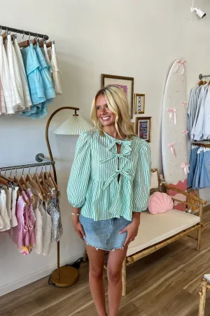Roselyn Puff Sleeve Top in Green