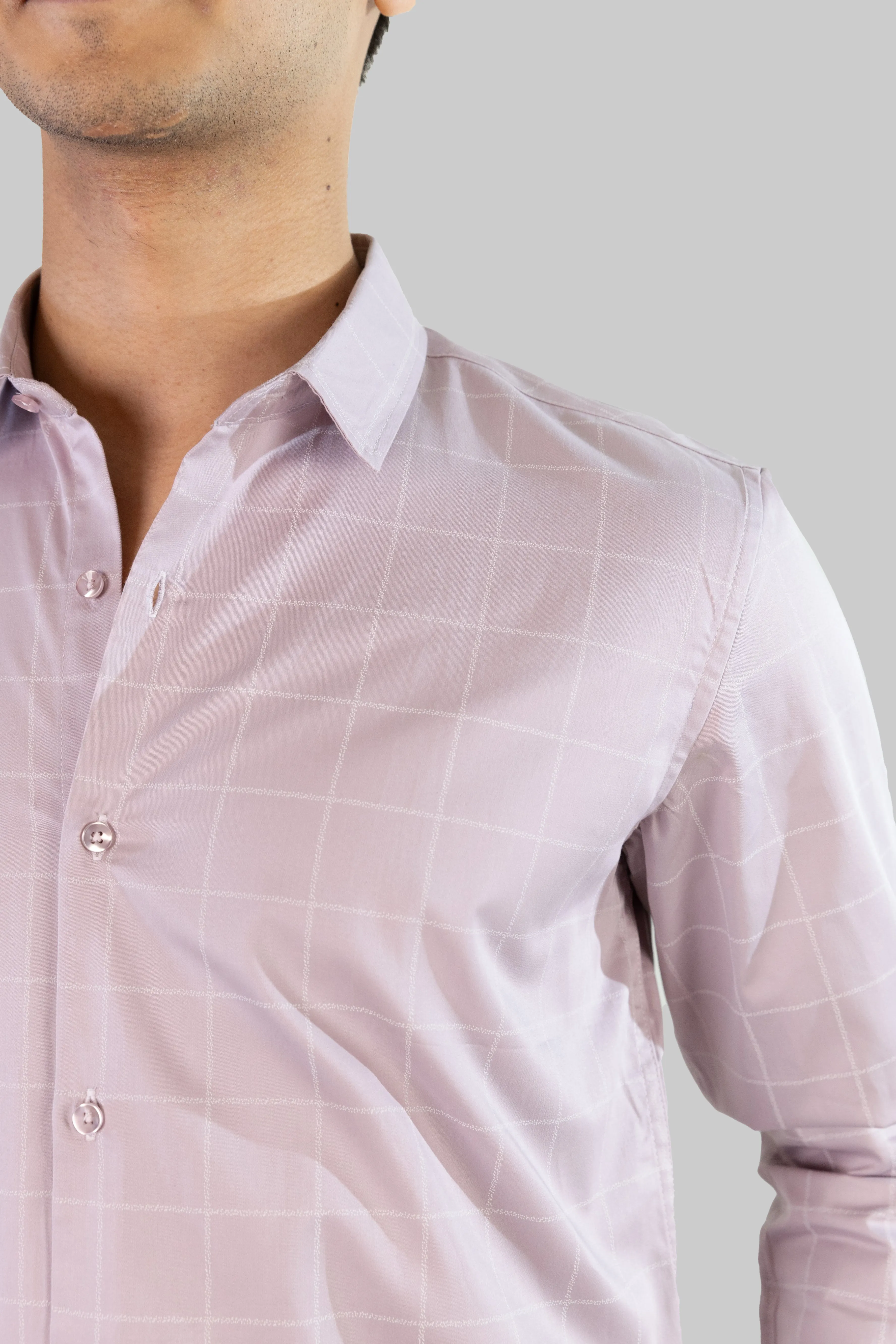 Satin Grid Shirt - Lavendar