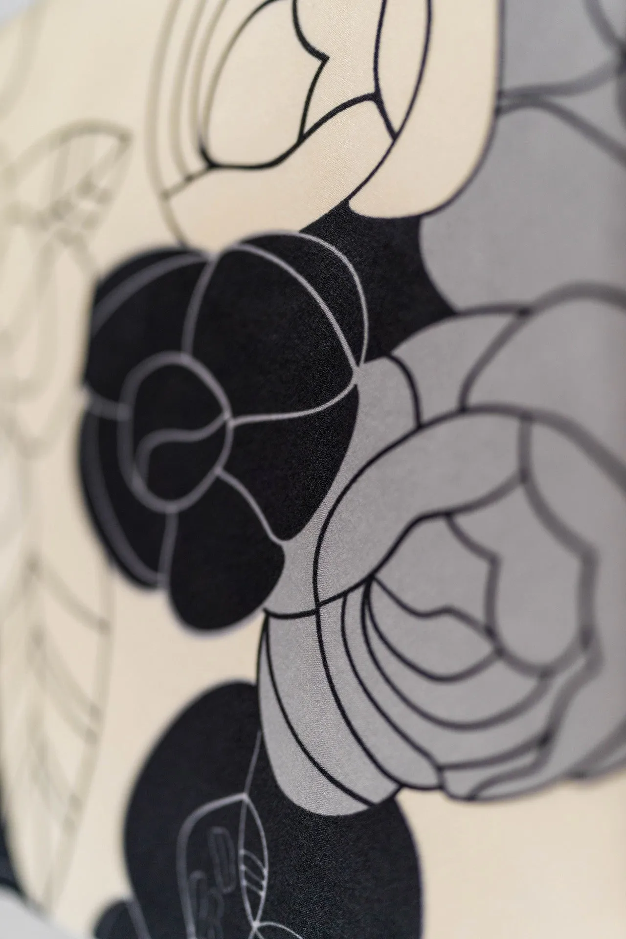 Silk Scarf in Black and White Floral Print