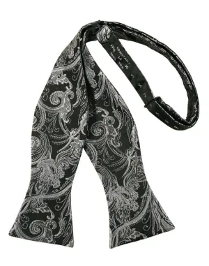 Silver Paisley Silk Self Bow Tie