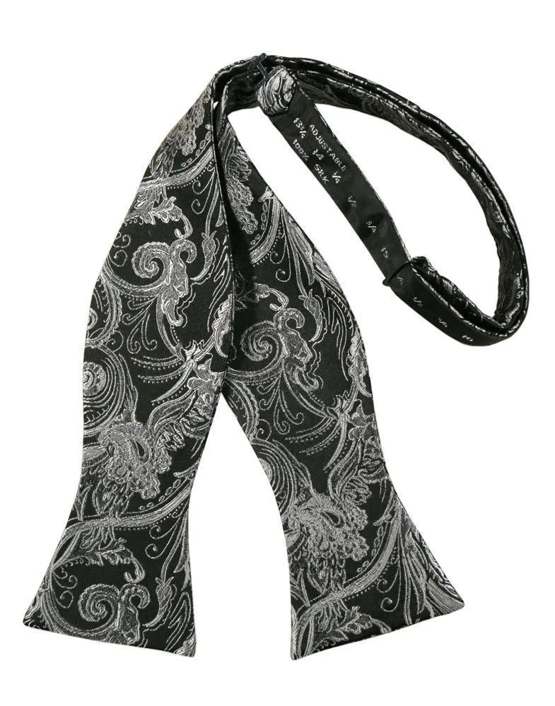Silver Paisley Silk Self Bow Tie