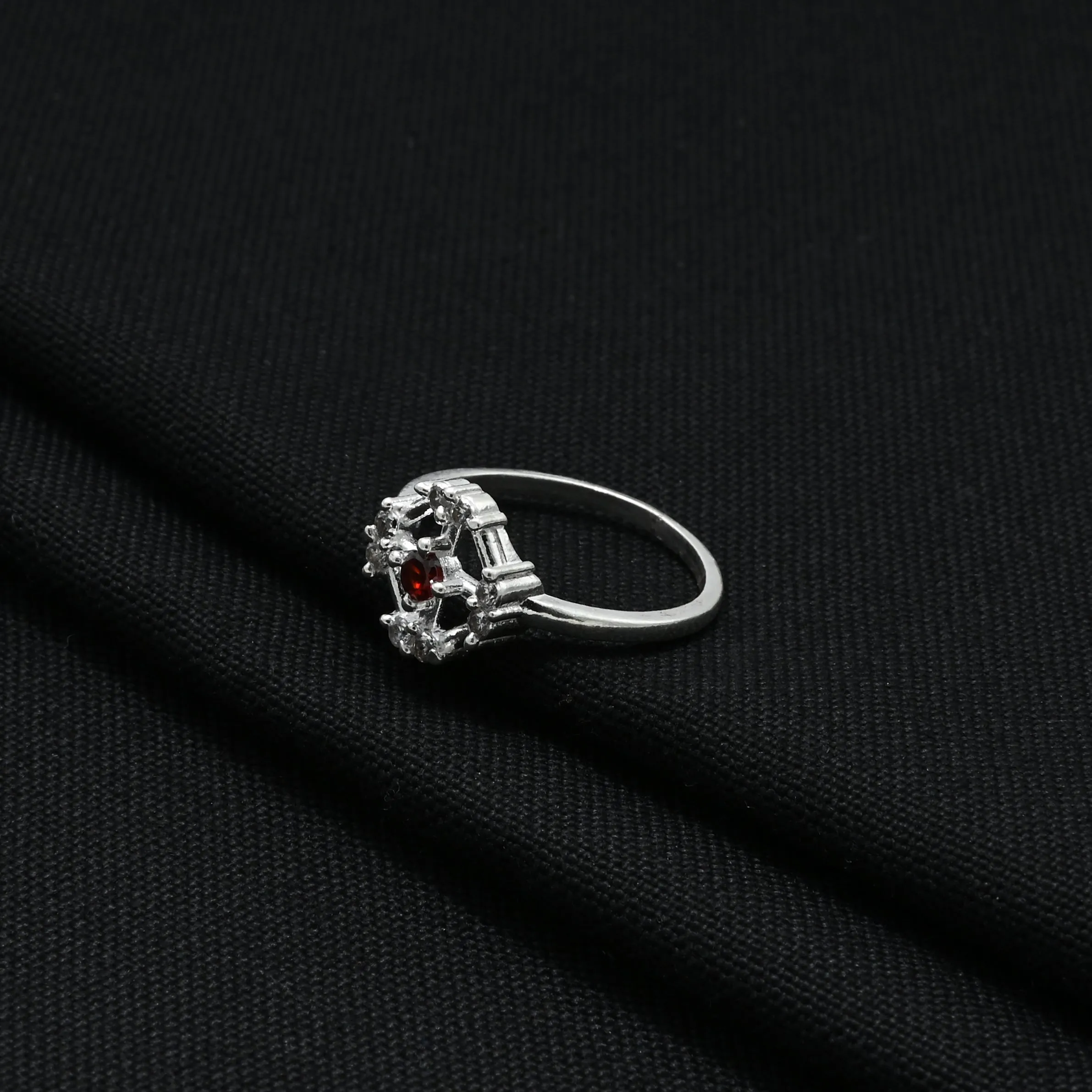 Silver Specific Red Gemstone Ring