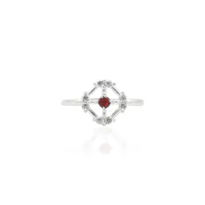 Silver Specific Red Gemstone Ring