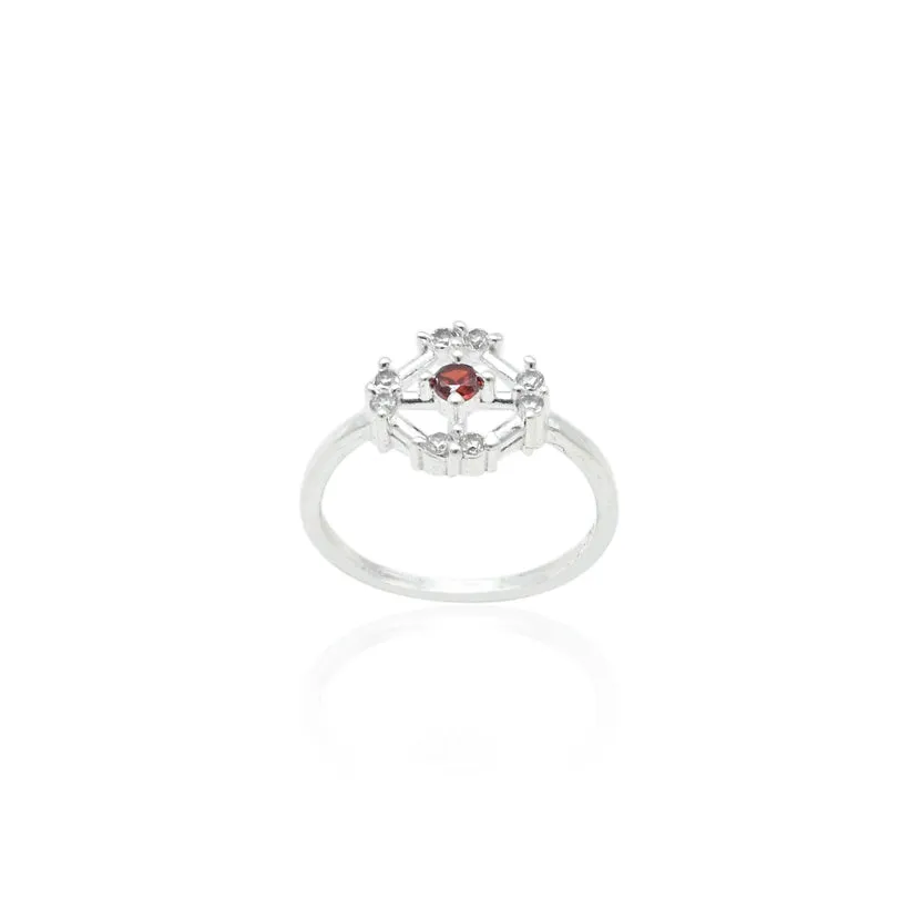 Silver Specific Red Gemstone Ring