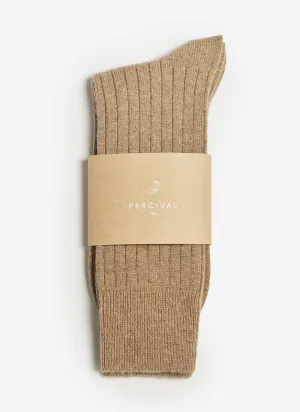 Socks | Cashmere Rib | Tan