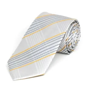 Soft Gray Jeffrey Plaid Slim Necktie, 2.5" Width