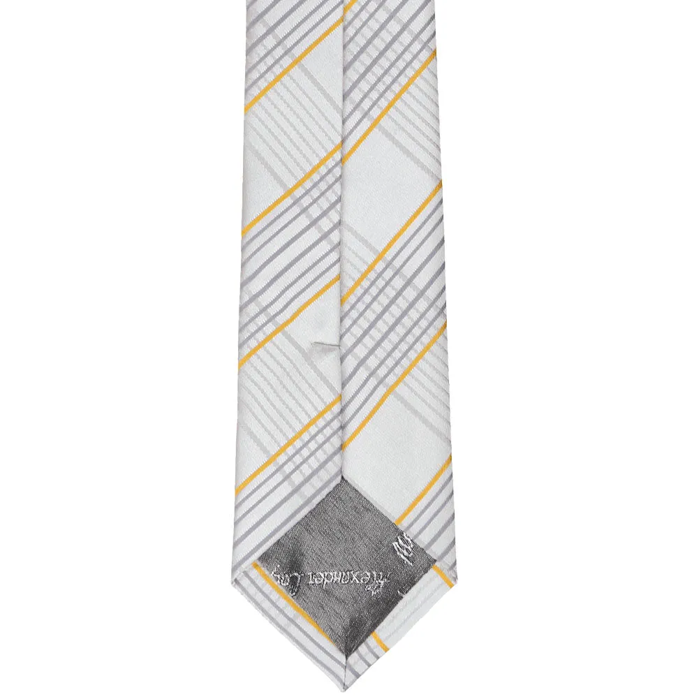 Soft Gray Jeffrey Plaid Slim Necktie, 2.5" Width