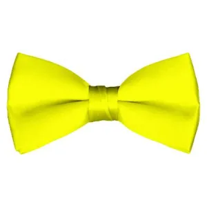 Solid Pre-Tied Lemon Yellow Bow Tie