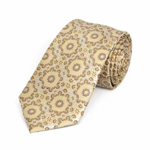 Straw Emma Floral Pattern Slim Necktie, 2.5" Width