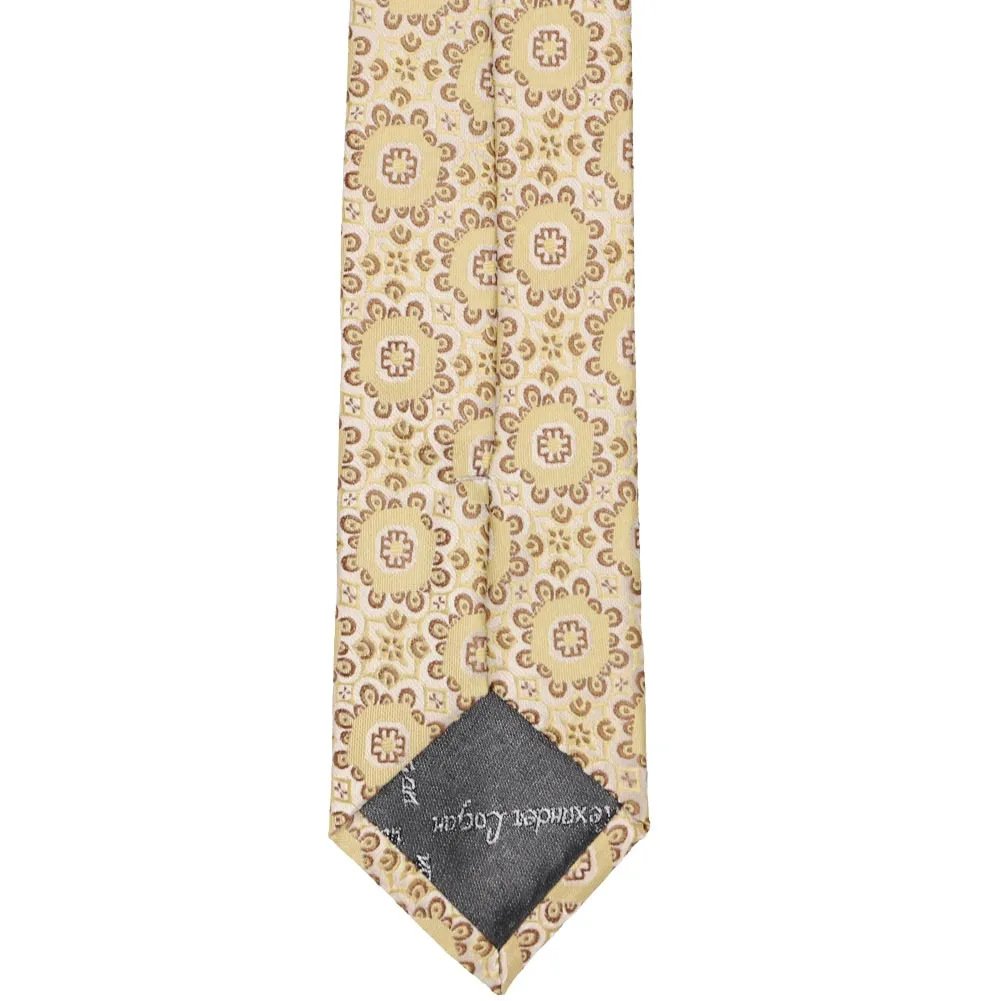 Straw Emma Floral Pattern Slim Necktie, 2.5" Width