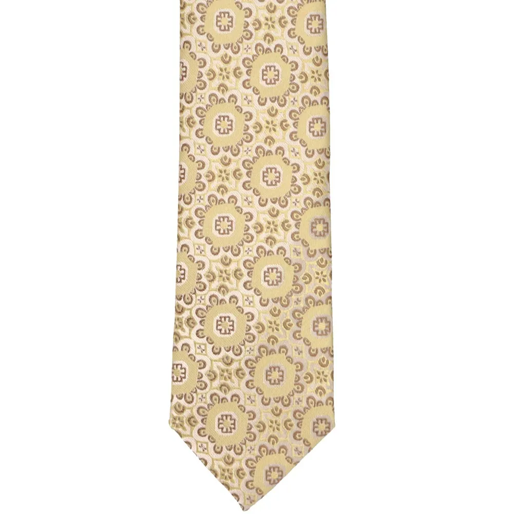 Straw Emma Floral Pattern Slim Necktie, 2.5" Width