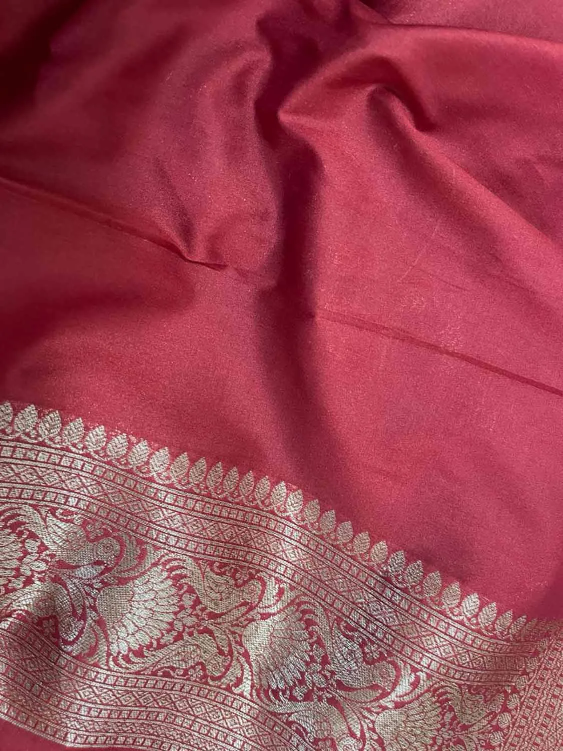 Stunning Red Banarasi Silk Shikargah Saree - Elegant and Timeless