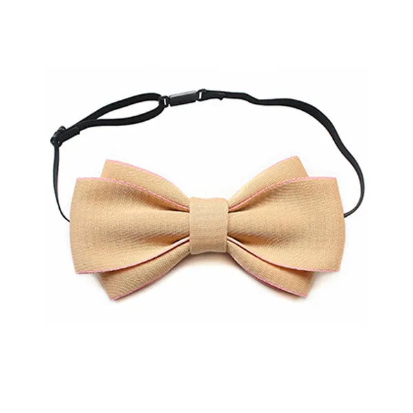 Stylish Pin Edge Yellow Bow Ties 簡約粉紅邊黃色領結 KCBT2028