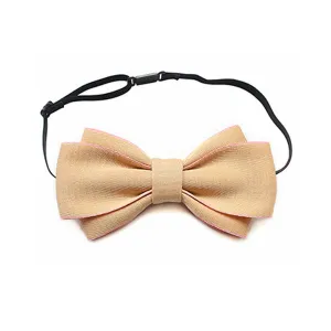 Stylish Pin Edge Yellow Bow Ties 簡約粉紅邊黃色領結 KCBT2028